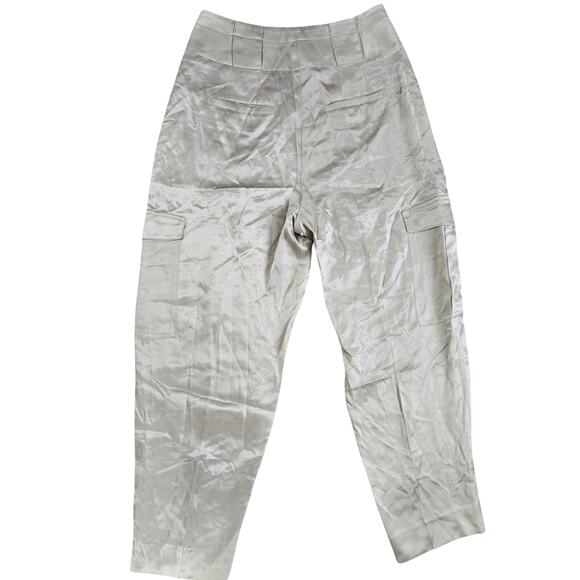 Banana Republic Gold Shiny High Waisted Satin Shiny Cargo Cropped Pants Size 4 - Picture 10 of 10